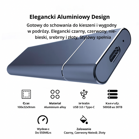 NanoDrive Aero | Przenośny dysk SSD | Aluminiowa obudowa