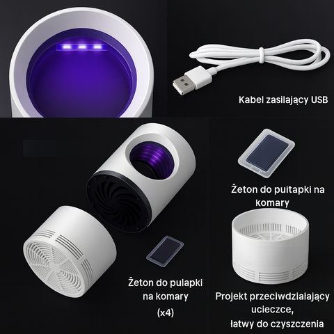 Lampa UV Insecta | Elektryczna pułapka na muchy | Cicha praca USB