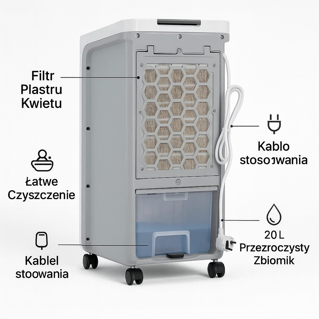 AirFlow Nova | Przenośny klimatyzer bez rury | Chłodzenie wodne 3w1