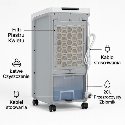 AirFlow Nova | Przenośny klimatyzer bez rury | Chłodzenie wodne 3w1