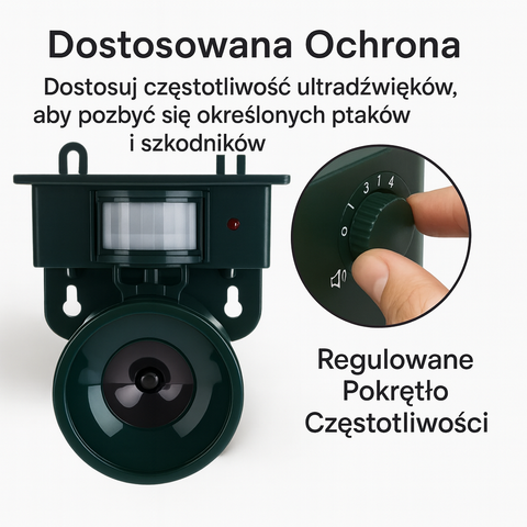 Odganiacz Ptaków z Czujnikiem Ruchu | Ogród Bez Ptaków | Zasilanie Słoneczne