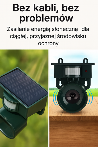 Odganiacz Ptaków z Czujnikiem Ruchu | Ogród Bez Ptaków | Zasilanie Słoneczne