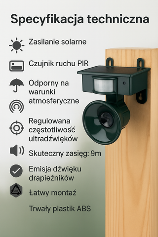 Odganiacz Ptaków z Czujnikiem Ruchu | Ogród Bez Ptaków | Zasilanie Słoneczne