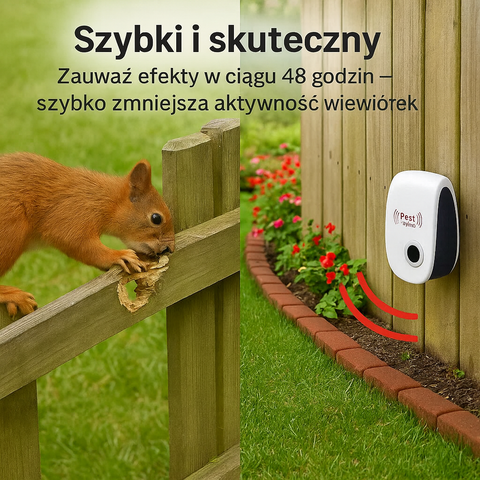 Odstraszacz Ultradźwiękowy | Urządzenie na Wiewiórki i Gryzonie | Zasilanie Sieciowe