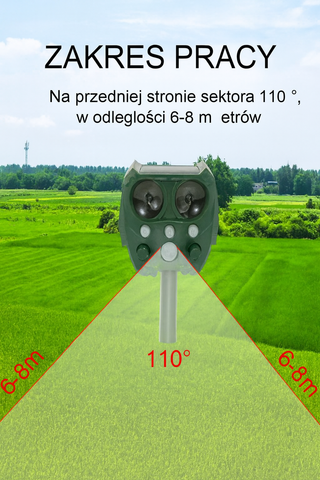 Odstraszacz Ogrodowy Ultradźwiękowy | Na Lisy, Koty i Ptaki | Zasilanie Słoneczne