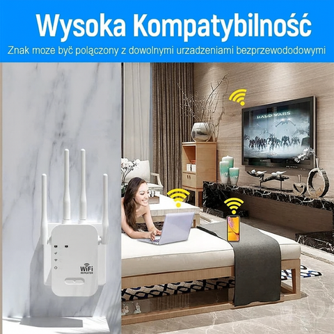 Wzmacniacz Sygnału WiFi | Repeater Dwupasmowy 5G / 2.4G | Zasięg do Domu i Ogrodu