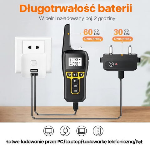 Obroża Treningowa Dla Psa | 1000m Zasięgu | Wodoodporna z Pilotem
