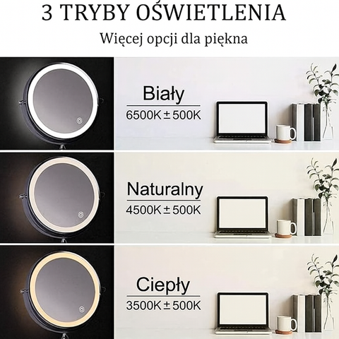 Lustro Lumiview | Lusterko Powiększające LED | Montaż Ścienny z Dotykowym Sterowaniem