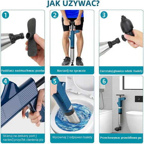 Pompka Airgo | Przepychacz do Toalety i Rur | Ręczna Przepychaczka Ciśnieniowa