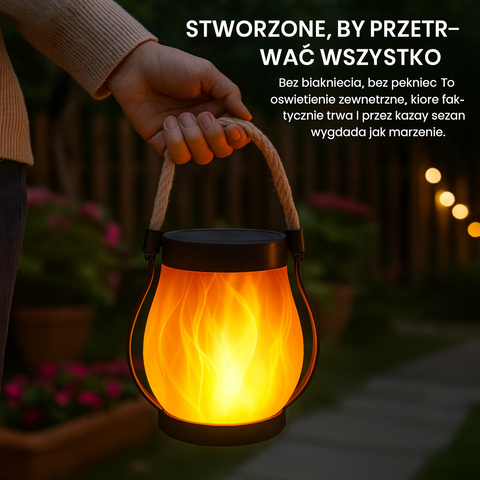 Lampa Flamina | Latarnia Solarna LED | Efekt Płomienia i Tryb USB