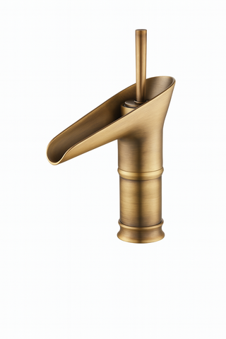 Bateria umywalkowa Vellor | Wodospadowa armatura łazienkowa | Retro mosiądz