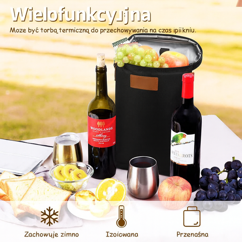 Torba ChillMate | Termoizolacyjna Torba na Wino | 2 Butelki | Wodoodporny Pokrowiec PEVA