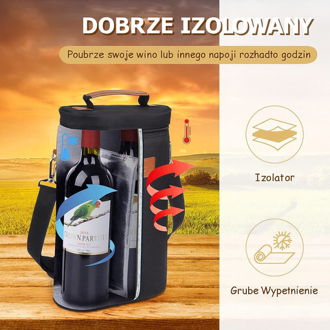 Torba ChillMate | Termoizolacyjna Torba na Wino | 2 Butelki | Wodoodporny Pokrowiec PEVA