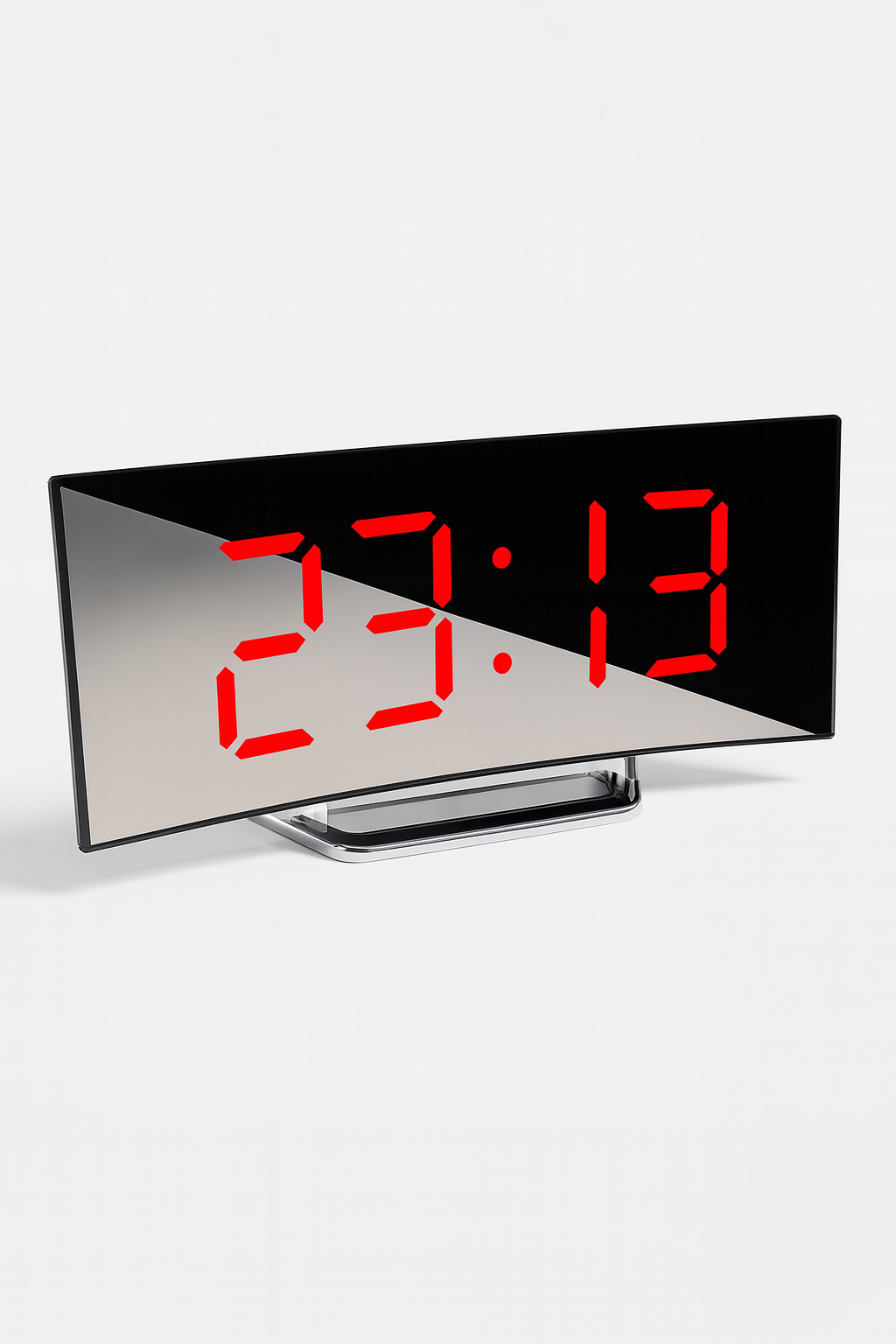 Zegar CurveTime LED | Zegar Cyfrowy z Lustrzaną Powierzchnią | Zakrzywiony Design