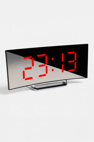 Zegar CurveTime LED | Zegar Cyfrowy z Lustrzaną Powierzchnią | Zakrzywiony Design