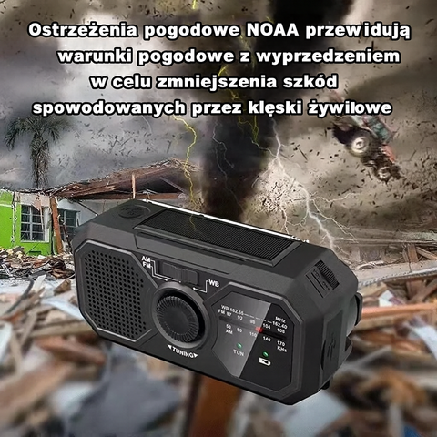 Radio Turystyczne Zeta | Przenośna Ładowarka Awaryjna | Energia Słoneczna i Korbka