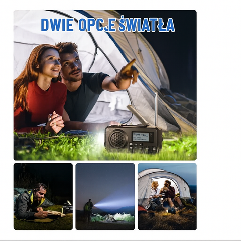 Radio Ratunkowe Novar | Radio Awaryjne USB HUB | Bluetooth, Solar, Powerbank, LCD