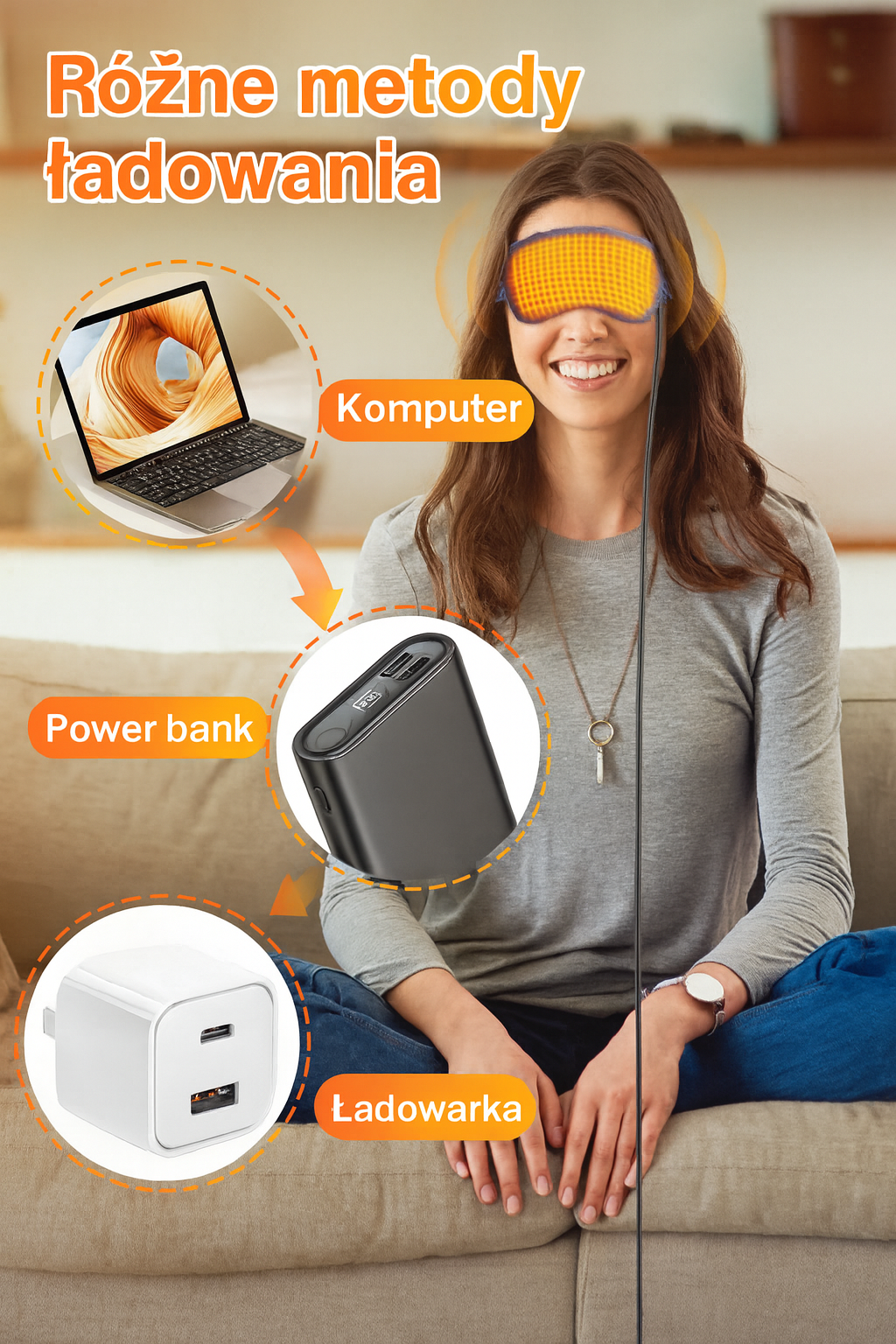 Maska Termiczna Norvia | Podgrzewana Opaska na Oczy | USB i Regulowane Tryby