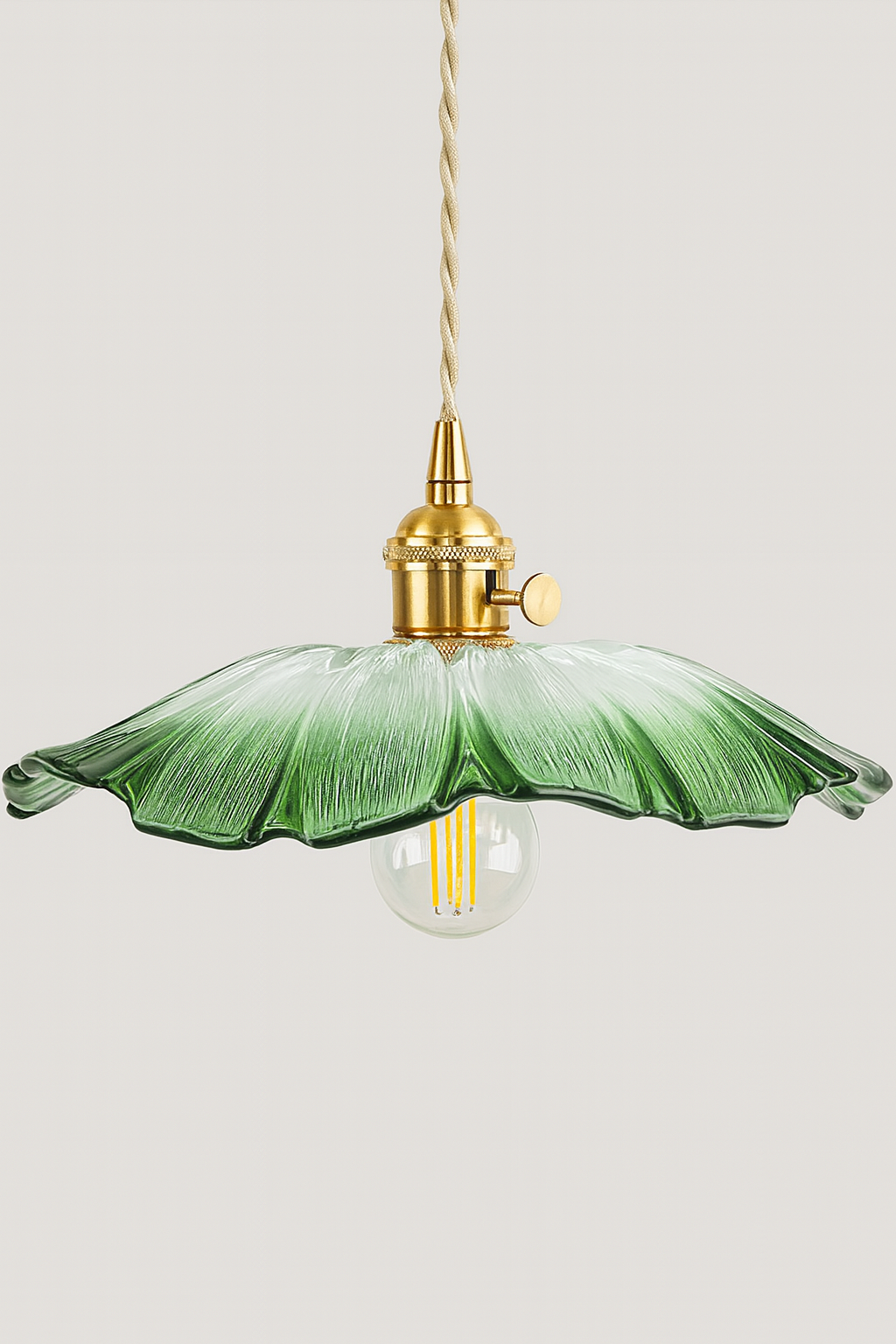 Flora Verde | Lampa wisząca szklana | Klosz w kształcie liścia