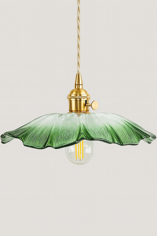 Flora Verde | Lampa wisząca szklana | Klosz w kształcie liścia