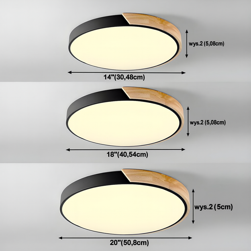 Plafon Liora | Lampa LED Sufitowa | Drewno i Kolorowy Akcent