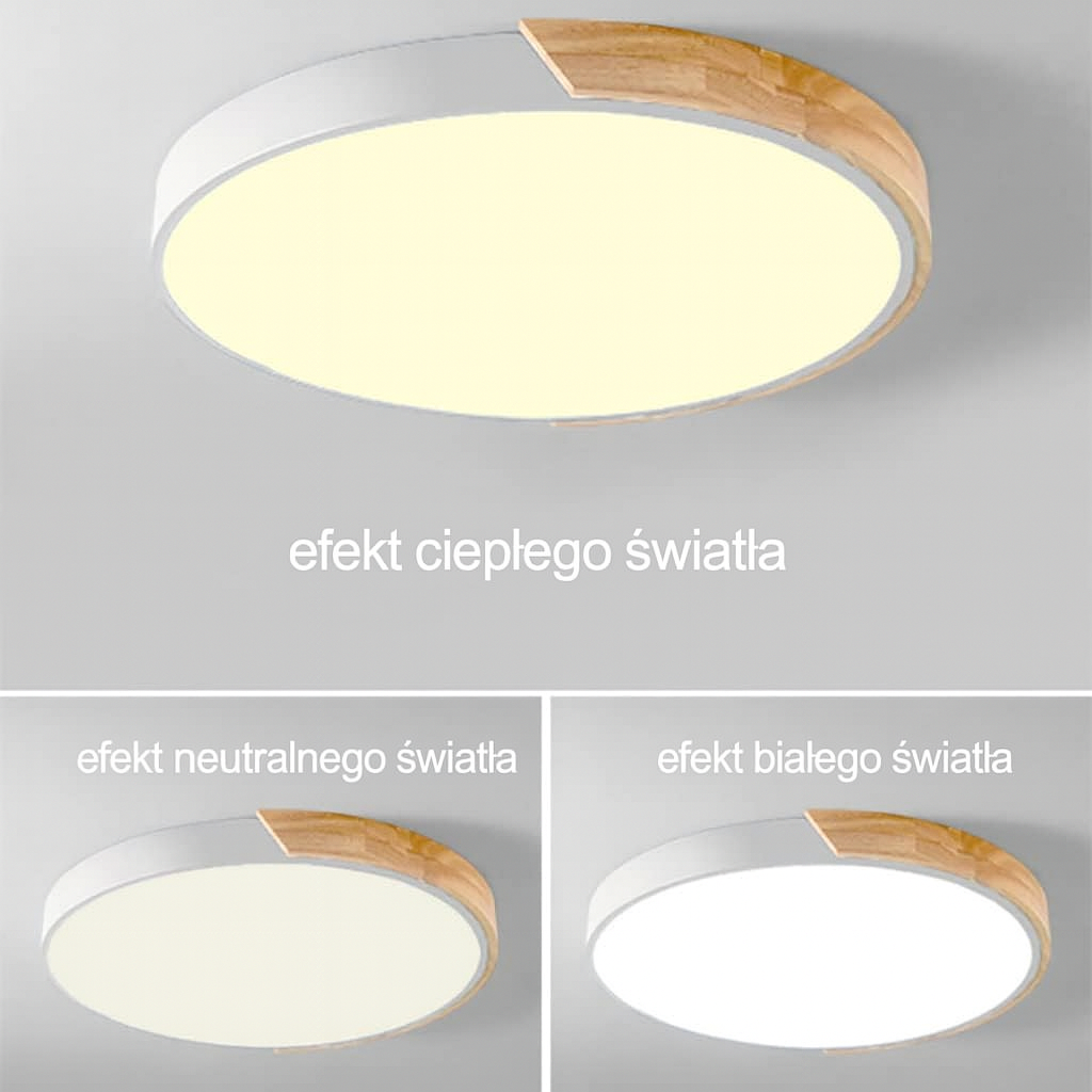 Plafon Liora | Lampa LED Sufitowa | Drewno i Kolorowy Akcent