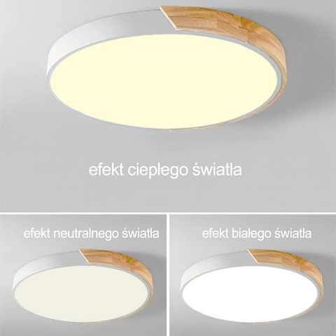 Plafon Liora | Lampa LED Sufitowa | Drewno i Kolorowy Akcent