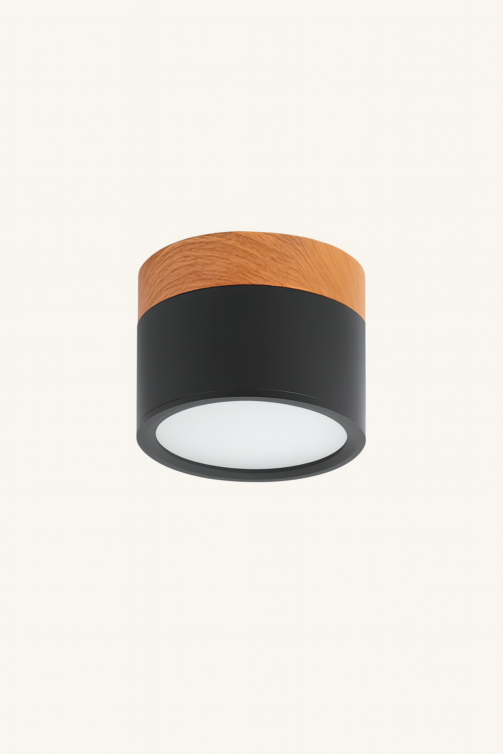Plafon Tubo | Lampa LED Sufitowa | Drewno i Czarna Tuba