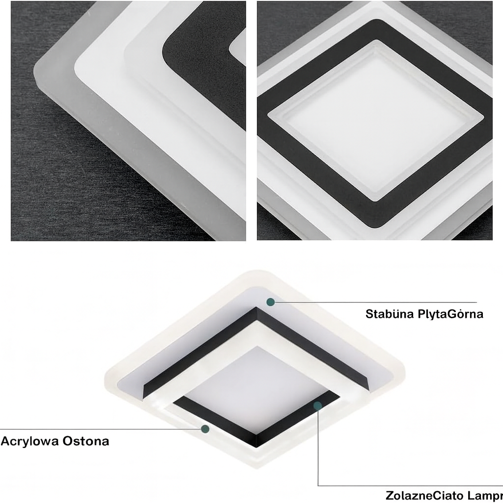 Plafon Quadro | Lampa LED Sufitowa | Geometryczna Forma Kwadratowa