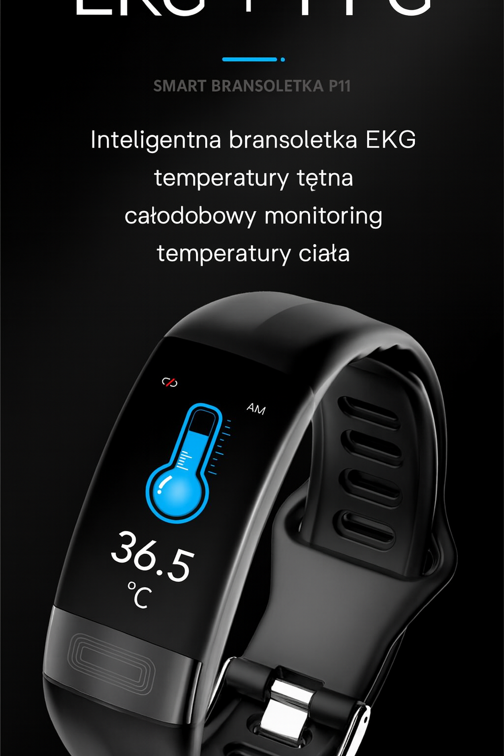Opaska SmartCardio V19 | Monitor PPG i EKG | Opaska Fitness z Pomiarem Ciśnienia