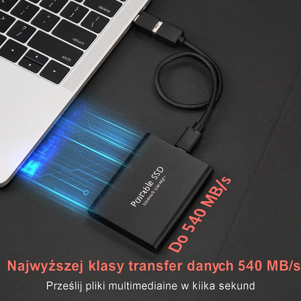 Dysk Zewnętrzny SSD ProStor | 128 TB Pamięci Mobilnej | USB-C 3.1 Superszybki Transfer