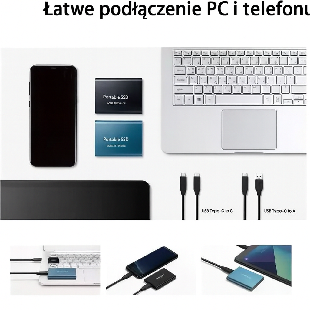Dysk Zewnętrzny SSD ProStor | 128 TB Pamięci Mobilnej | USB-C 3.1 Superszybki Transfer