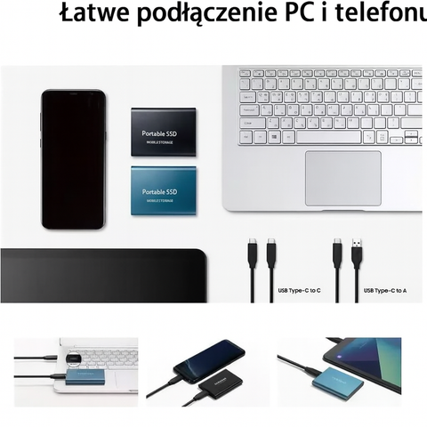 Dysk Zewnętrzny SSD ProStor | 128 TB Pamięci Mobilnej | USB-C 3.1 Superszybki Transfer