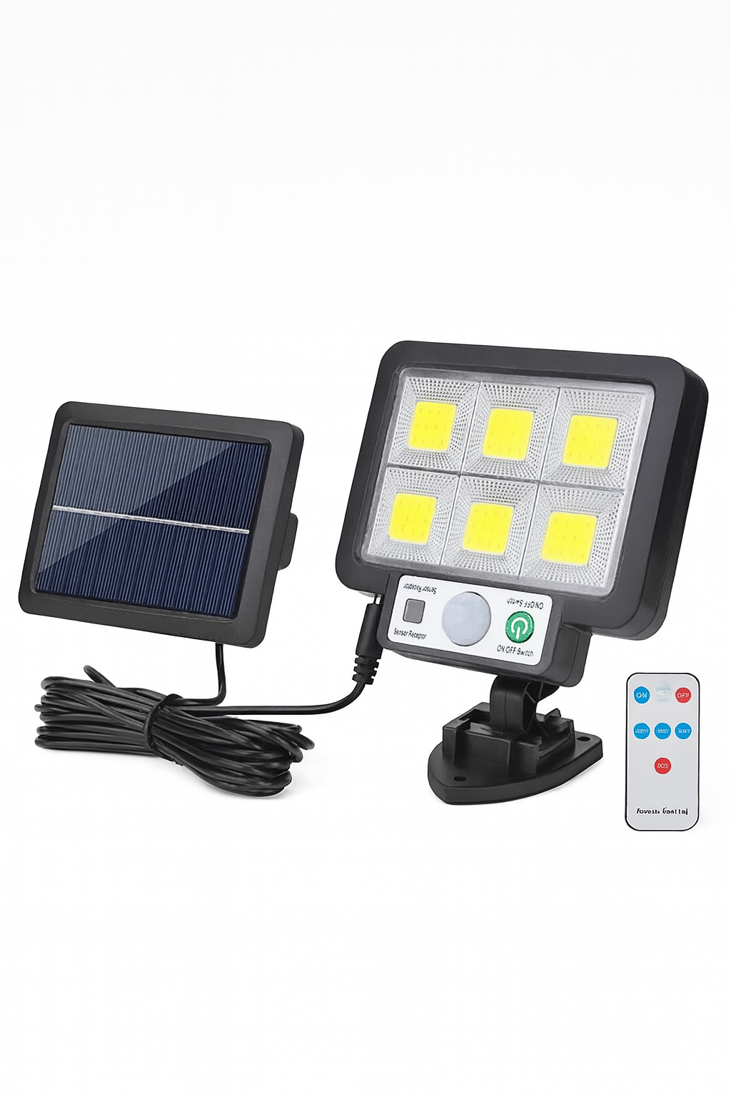 Lampa Solarna Ścienna SolaraMax | 72 COB LED | 1000 Lumenów z Czujnikiem Ruchu i Pilotem