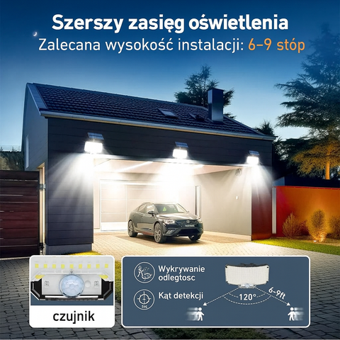 Lampa Solarna LumaTech | 234 LED COB | Czujnik Ruchu + Pilot | IP65 Oświetlenie Ogrodowe