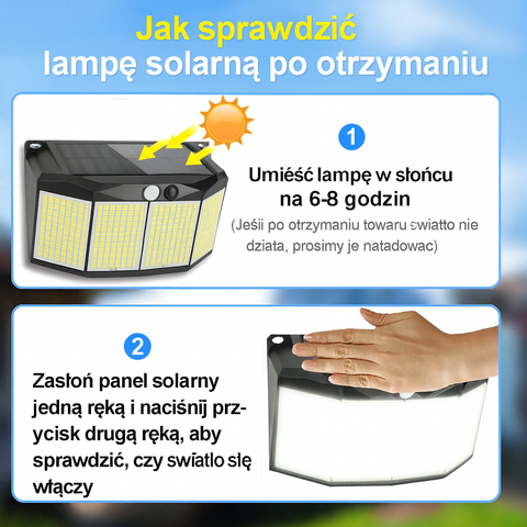 Reflektor Solarny SolarMax | Lampa Zewnętrzna LED 576 | Czujnik Ruchu IP65