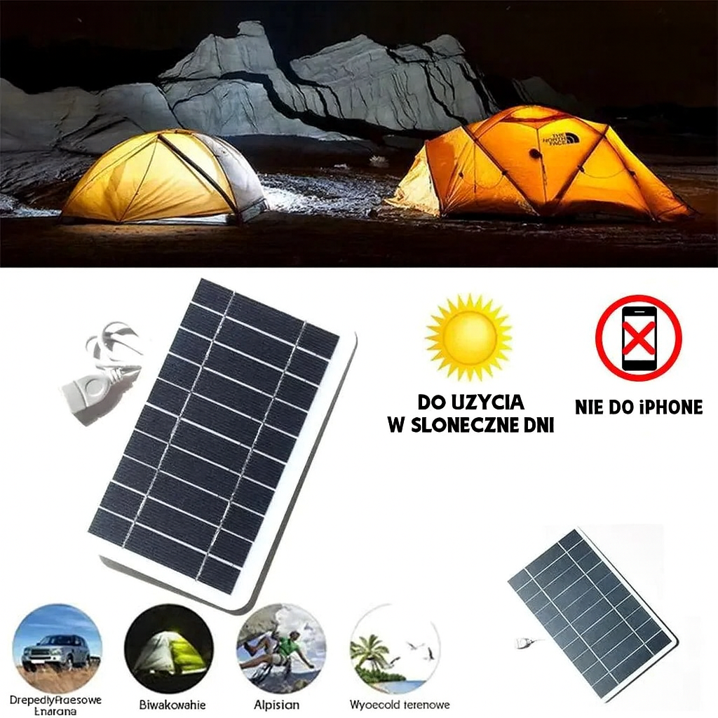 Panel Słoneczny SolarFlex | Ładowarka USB Turystyczna | Polikrystaliczny Moduł