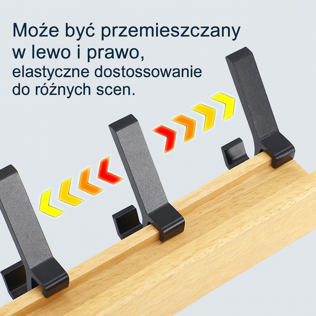 NordicFlex Wieszak Ścienny | Minimalistyczny Wieszak do Przedpokoju | Drewno i Aluminium
