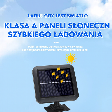LumoPower Lampa Solarna LED | Reflektor Elewacyjny z Czujnikiem Ruchu | 192 Diod IP65