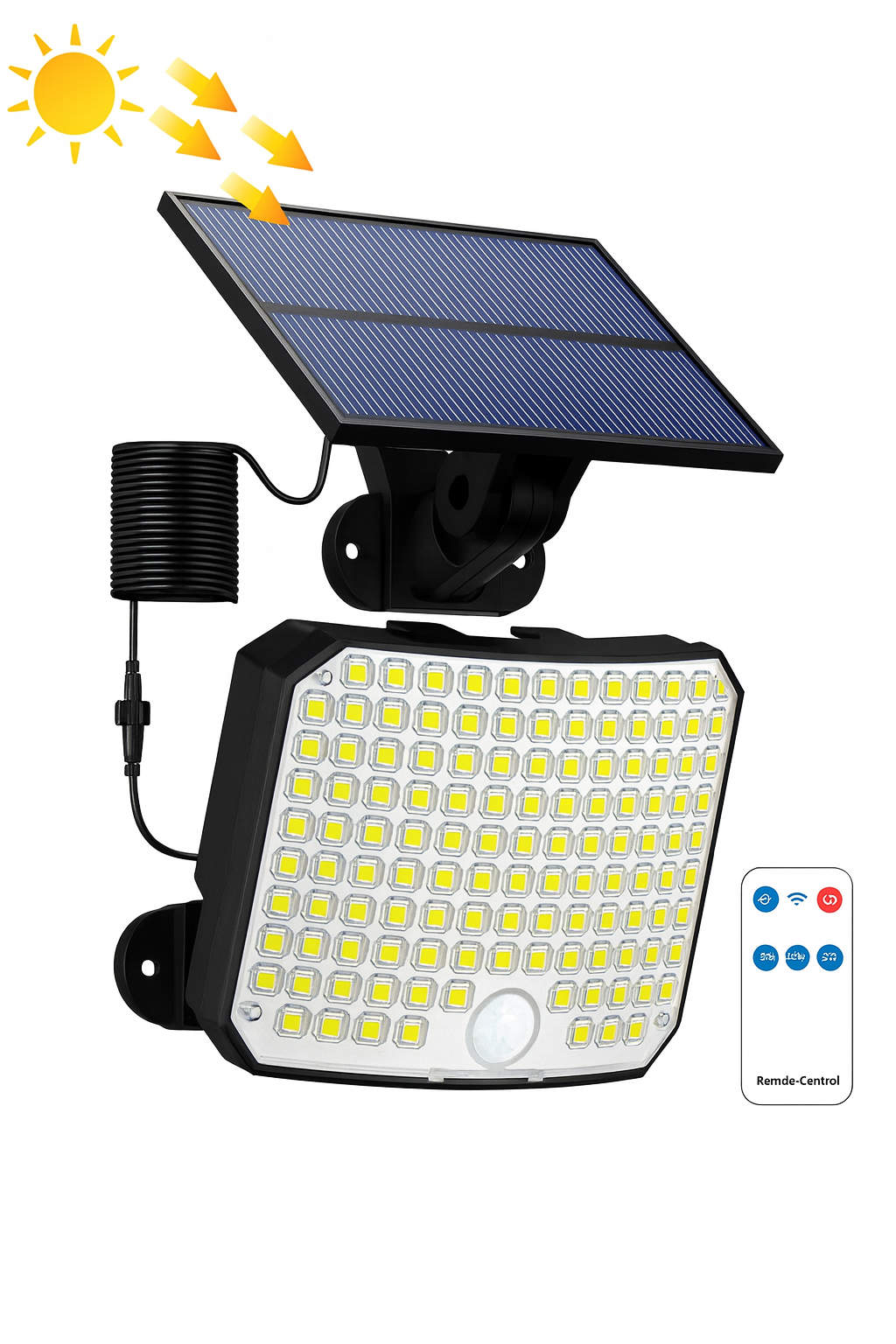 LumoPower Lampa Solarna LED | Reflektor Elewacyjny z Czujnikiem Ruchu | 192 Diod IP65