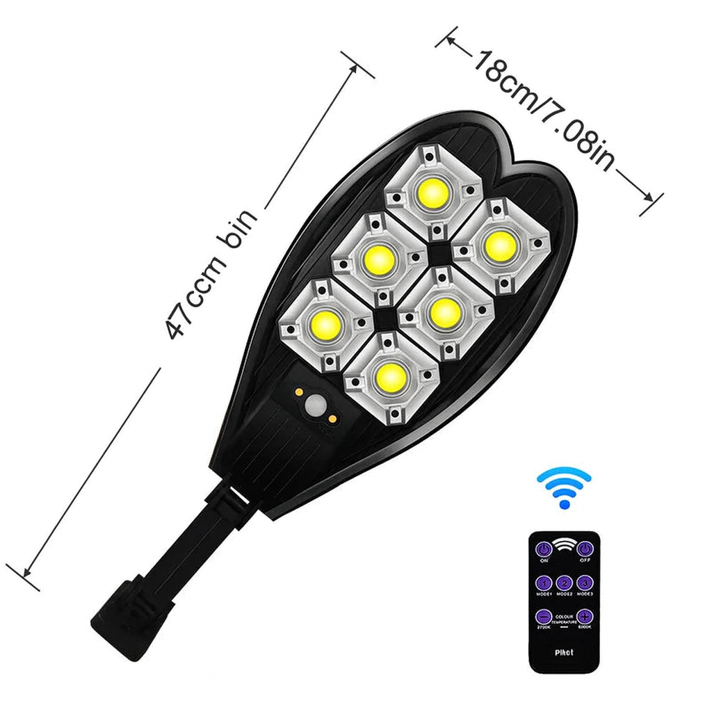 Luxora Lampa Solarna COB | Reflektor Zewnętrzny z Pilotem | 180° Radar i IPX66