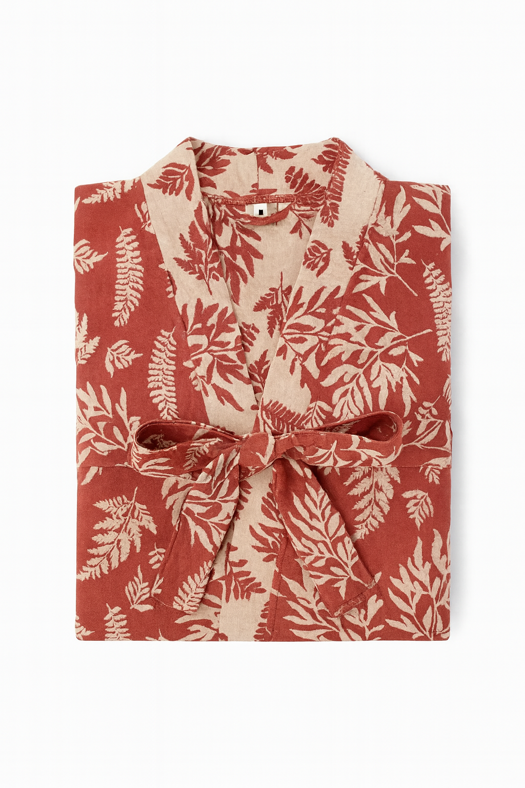 Szlafrok w stylu yukata | Bawełniany kimono z liśćmi | Dwuwarstwowa tkanina
