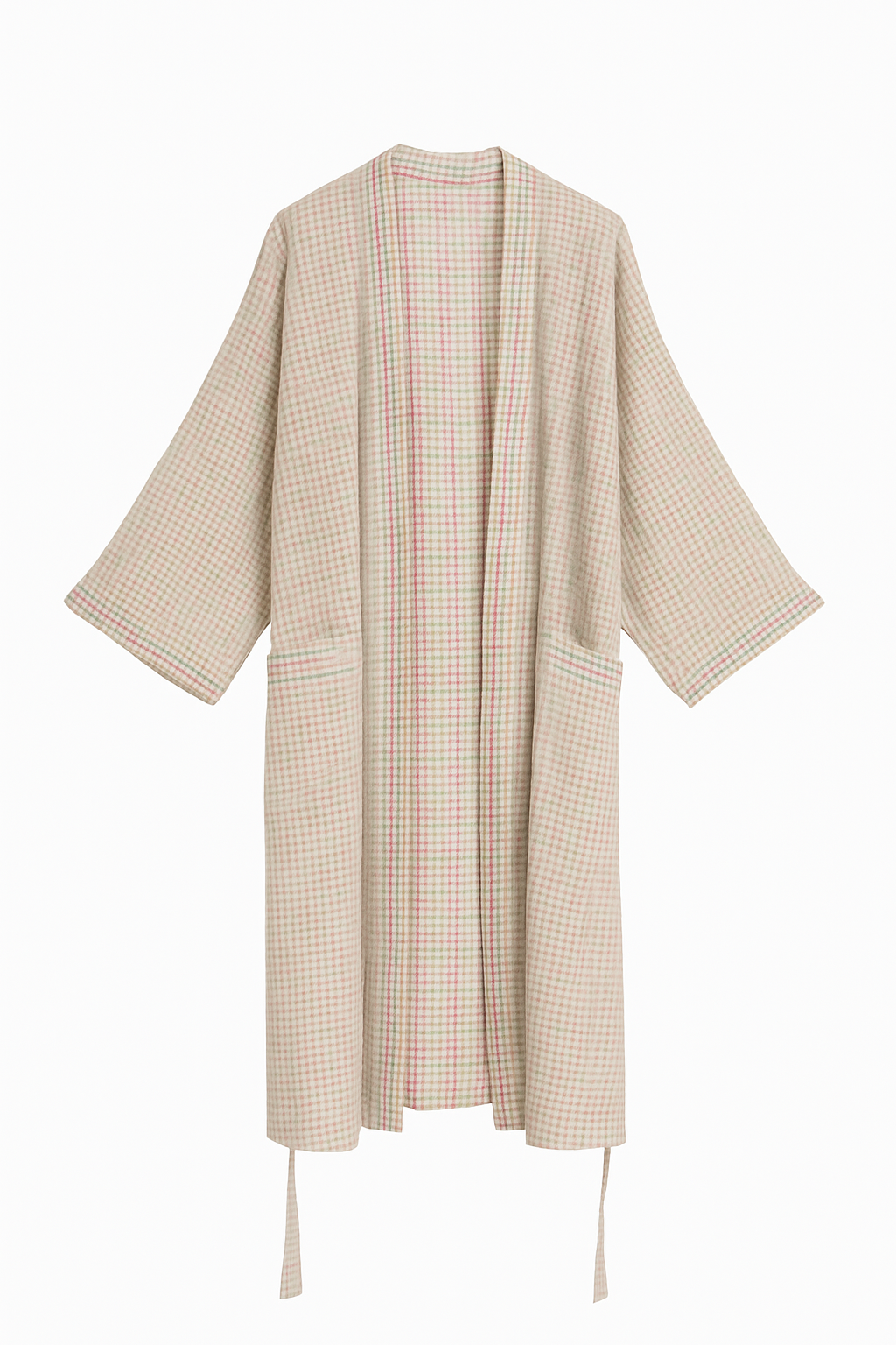 Szlafrok dwustronny w kratkę | Kimono bawełniane | Organiczna gaza dwuwarstwowa