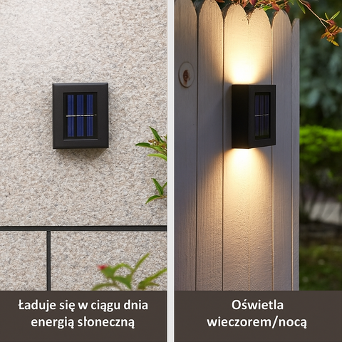 Lampa Fencis | Kinkiet solarny LED | Oświetlenie ogrodowe na płot i taras