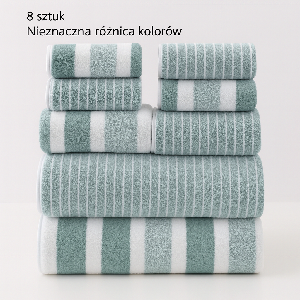 Komplet Ręczników Łazienkowych | Zestaw 8-Częściowy | Mikrofibra Koralowa