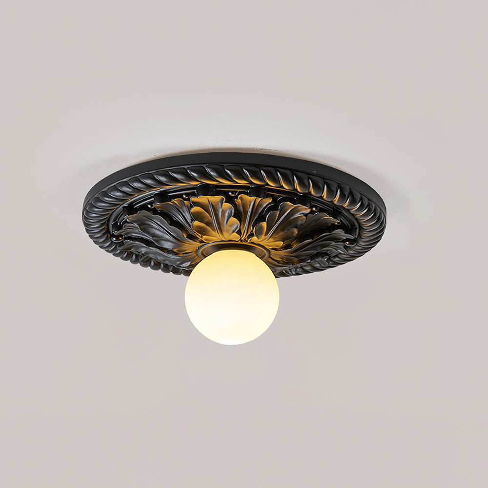 Plafon Elro | Lampa sufitowa dekoracyjna | Żłobiona rozeta z żywicy