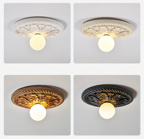 Plafon Elro | Lampa sufitowa dekoracyjna | Żłobiona rozeta z żywicy