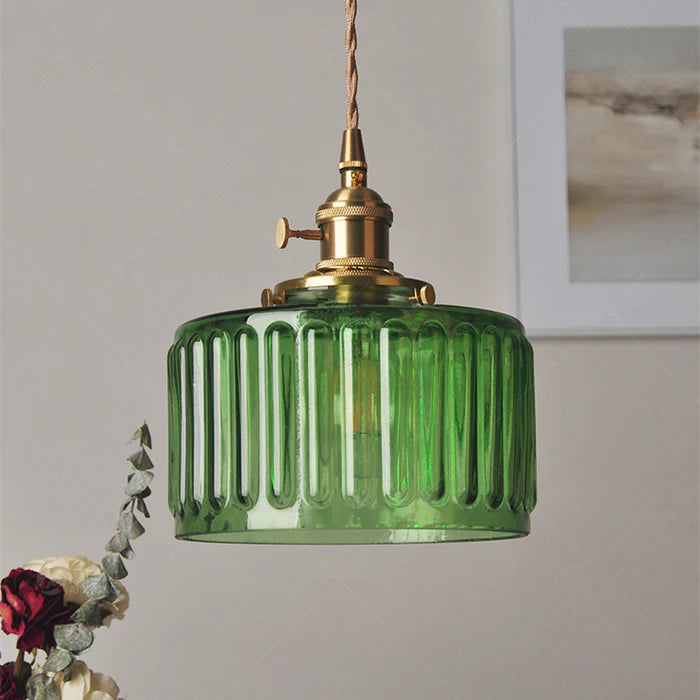 Vetro Zeno | Lampa wisząca szklana | Żłobiony klosz retro