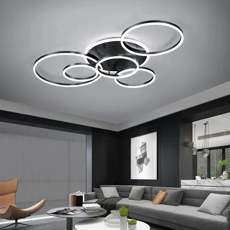 Lampa Sufitowa CircoLux | Nowoczesne Oświetlenie LED | Ściemnialne Pierścienie z Pilotem