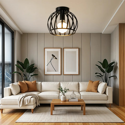 Lampa Sufitowa Luno | Oświetlenie Loftowe | Czarny Metal